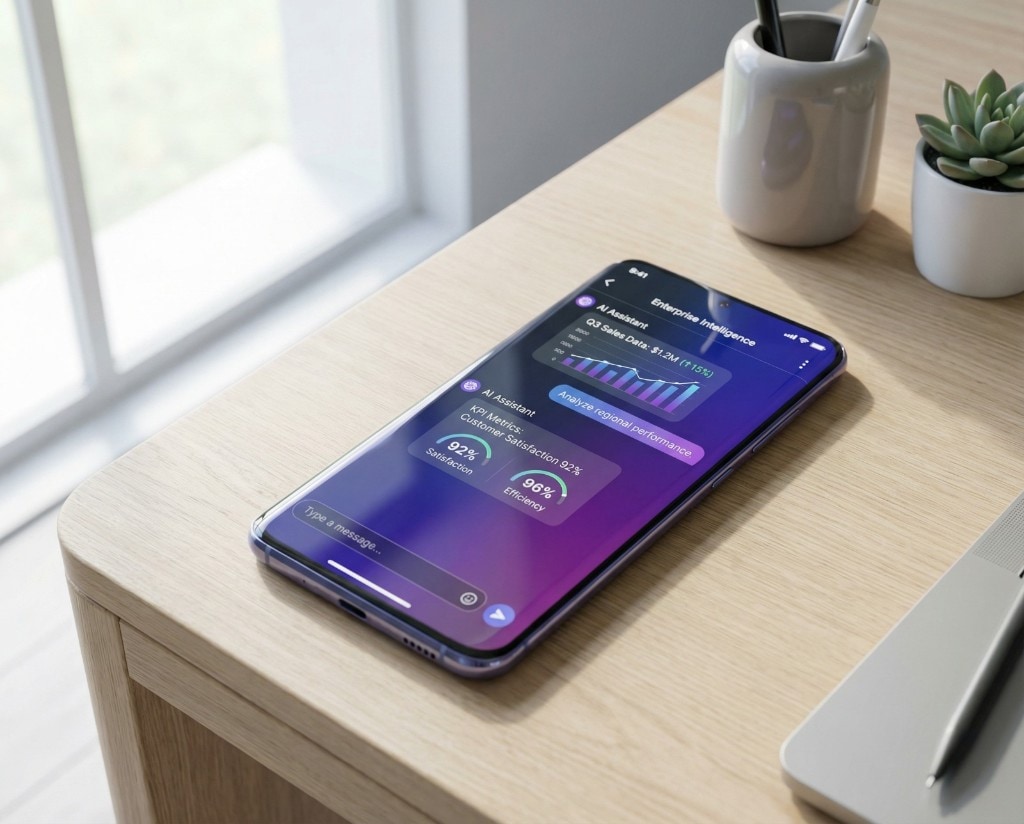 Smartphone con interfaccia AI Babylon per analisi dati